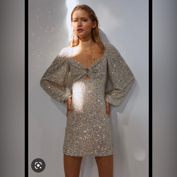 c/meo collective lustre mini dress c/meo collective lustre midi dress Knit Metallic Cut Out Long Sleeve Cover Up Micas